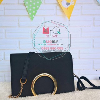Túi Nữ Da Lộn Khoen Tròn