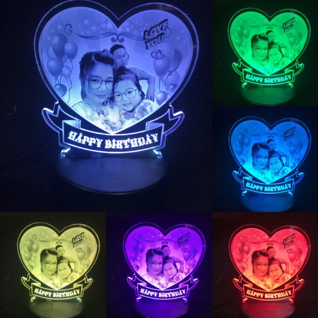 Đèn Led 3d đổi 16 màu khắc hình ảnh theo yêu cầu
