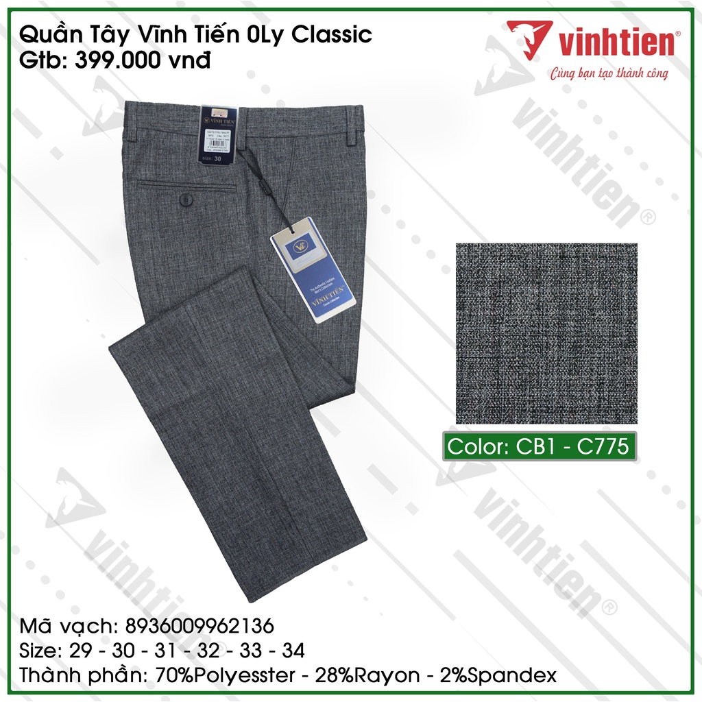 Quần Tây 0ly VT Classic 399 Vĩnh Tiến - Nhiều Màu