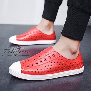 Giày nhựa WNC đi mưa, đi biển, du lịch - Chất liệu nhựa xốp siêu êm, siêu nhẹ - Màu đỏ đế trắng