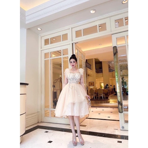 Đầm xoè dự tiệc công chúa lưới nhũ kim tuyến TRIPBLE T DRESS - size M/L - MS361V
