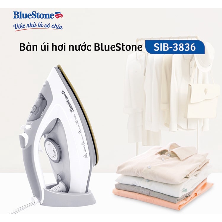 [Mã ELHAMS5 giảm 6% đơn 300K] Bàn Ủi Hơi Nước BlueStone SIB-3836 (3100W) - Hàng chính hãng Bảo Hành 2 Năm