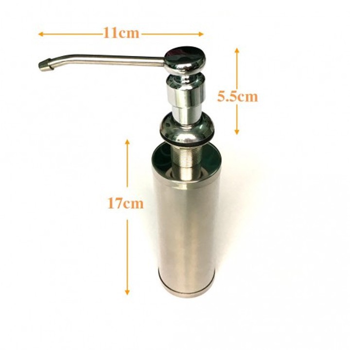 Bình Nước Rửa Chén 100% INOX Bình Xà Bông Nhấn Hơi Âm Thành Chậu, hết nước rửa chén chỉ cần rút cái đầu ra rồi thêm vào