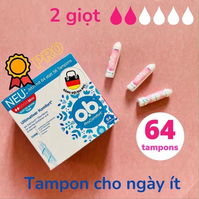 Tampon ob procomfort mini 64 - băng vệ sinh dạng ống nút của Đức