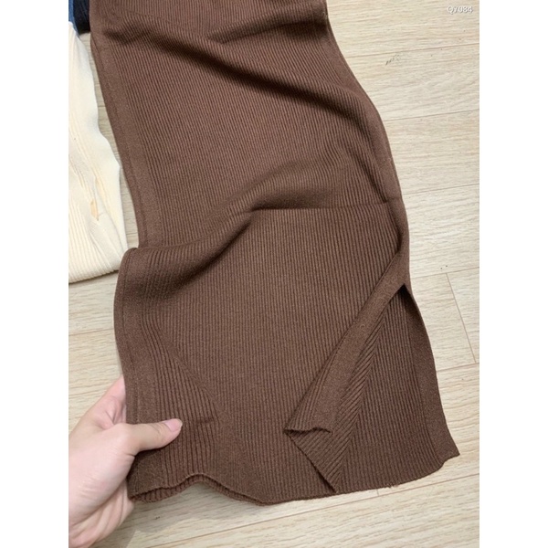 Đầm len hai dây xẻ tà Hàng Quảng Châu Loại 1, Váy Len hai dây dáng dài