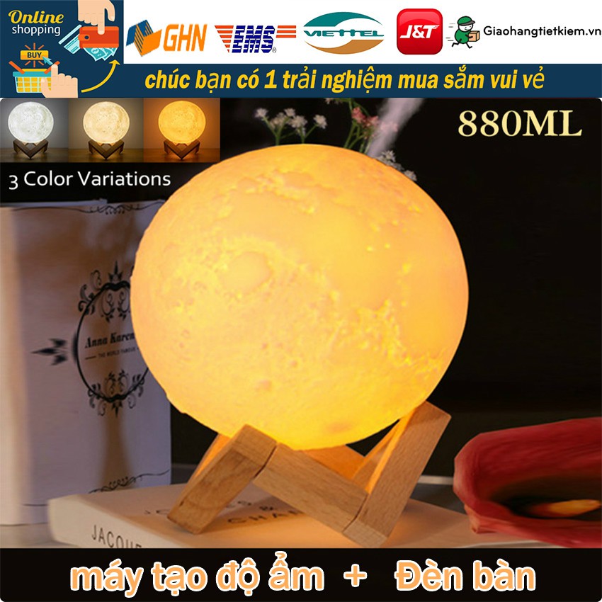 Máy xông tinh dầu hình mặt trăng 3D 880ml Đèn ngủ Mặt Trăng | BigBuy360 - bigbuy360.vn