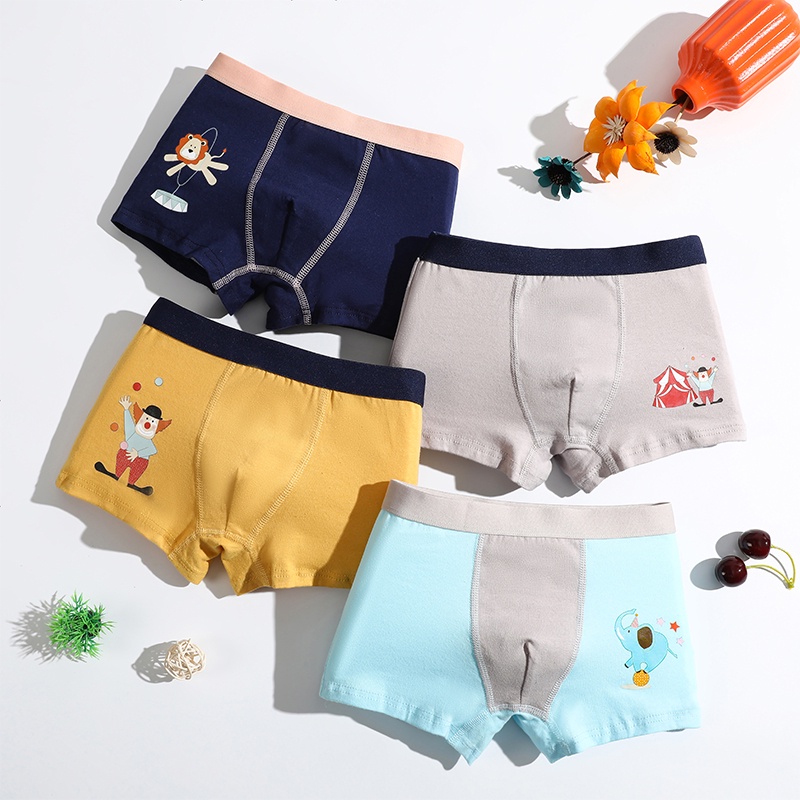 SMY Bộ 4 Quần Lót boxer Thời Trang Cho Bé Trai Từ 3-12 Tuổi