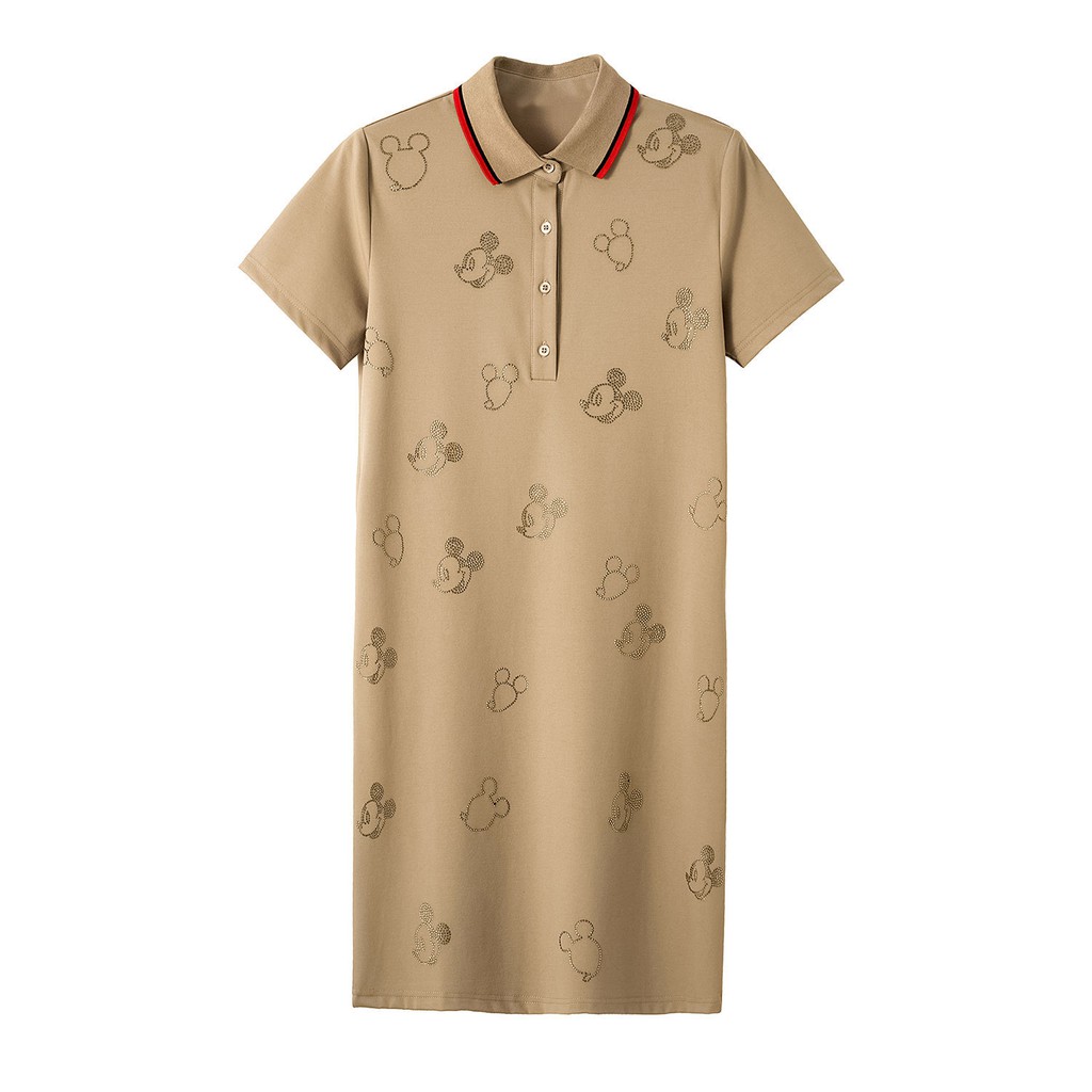 ∋Loose plus size hot rhinestone váy ngắn tay POLO nữ 2020 mùa hè mới chữ A dài trung và mỏng | BigBuy360 - bigbuy360.vn