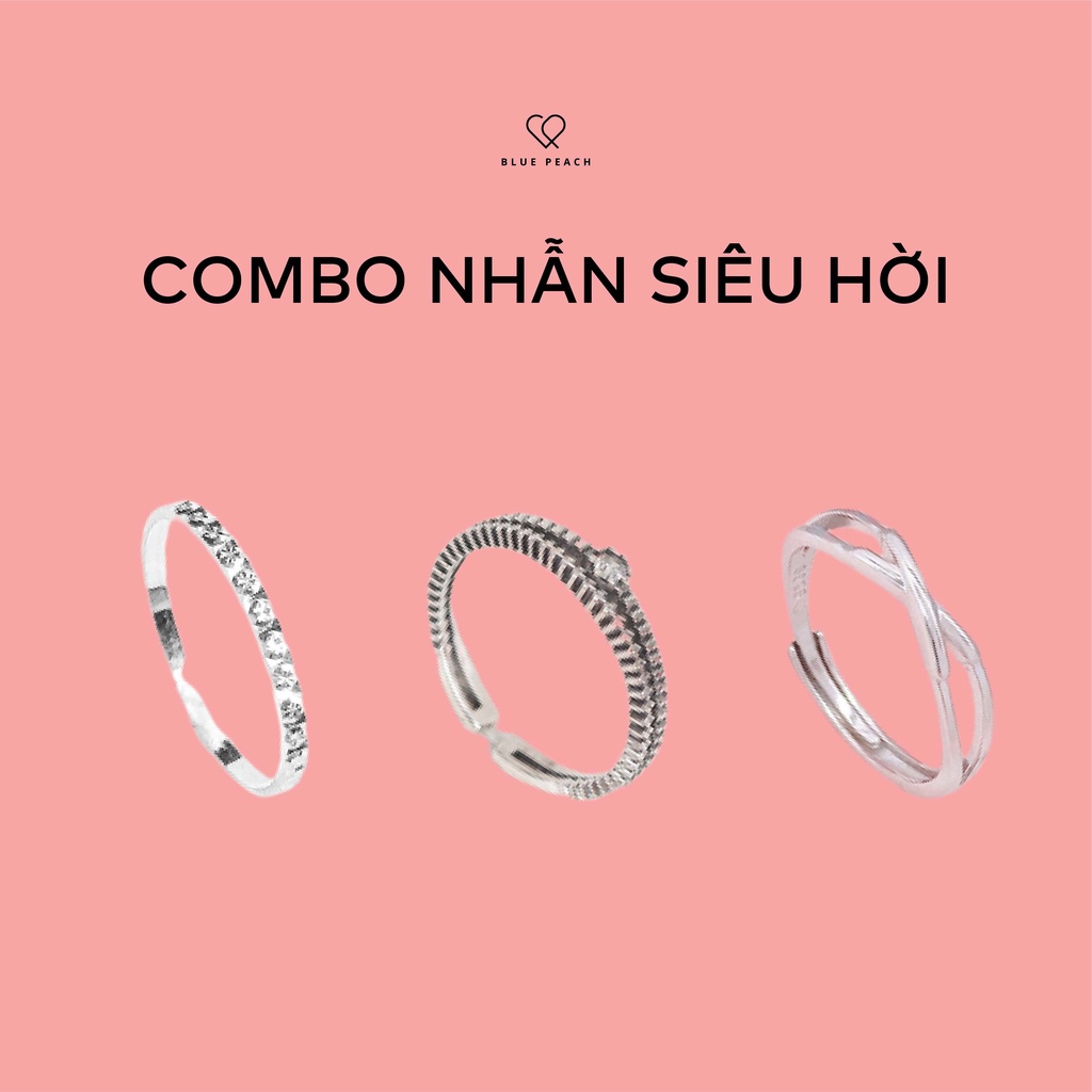 Combo Nhẫn Bạc Blue Peach Siêu Hời Số 3 CB010