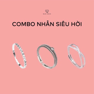 Combo nhẫn bạc blue peach siêu hời số 3 cb010
