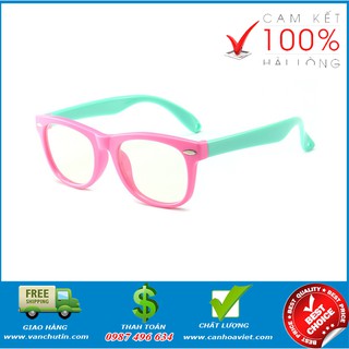 Kính trắng gọng dẻo cho bé, Mắt kính trẻ em gọng dẻo VT26H - Hồng thời trang