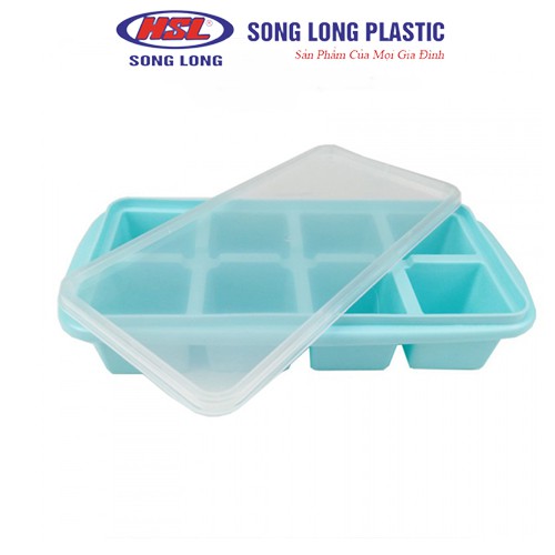 Khay đá, trữ đồ ăn dặm cho bé Song Long Plastic 8 ngăn có nắp đậy - 2736