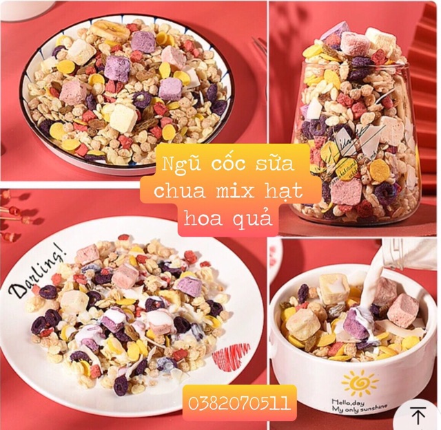 [Mua 3 tặng bát thìa-loại ngon] Ngũ Cốc Sữa Chua Mix Rau Củ Quả, Mix Hạt Giảm Cân Ăn Kiêng Gói 400g