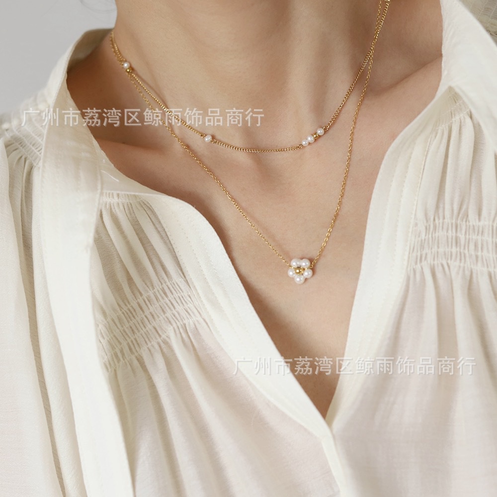 Dây Chuyền Mạ Vàng 18K Phối Mặt Kính Hình Hoa Cúc Nhỏ Xinh Xắn Xl214