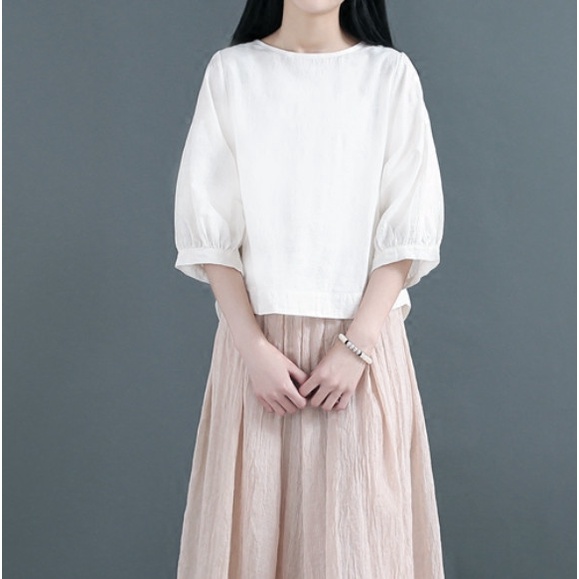 Áo kiểu cánh dơi nữ Hàn Quốc Thu Hà chất liệu đũi tơ mềm mịn mát thấm mồ hôi, form vừa xinh AKH.46