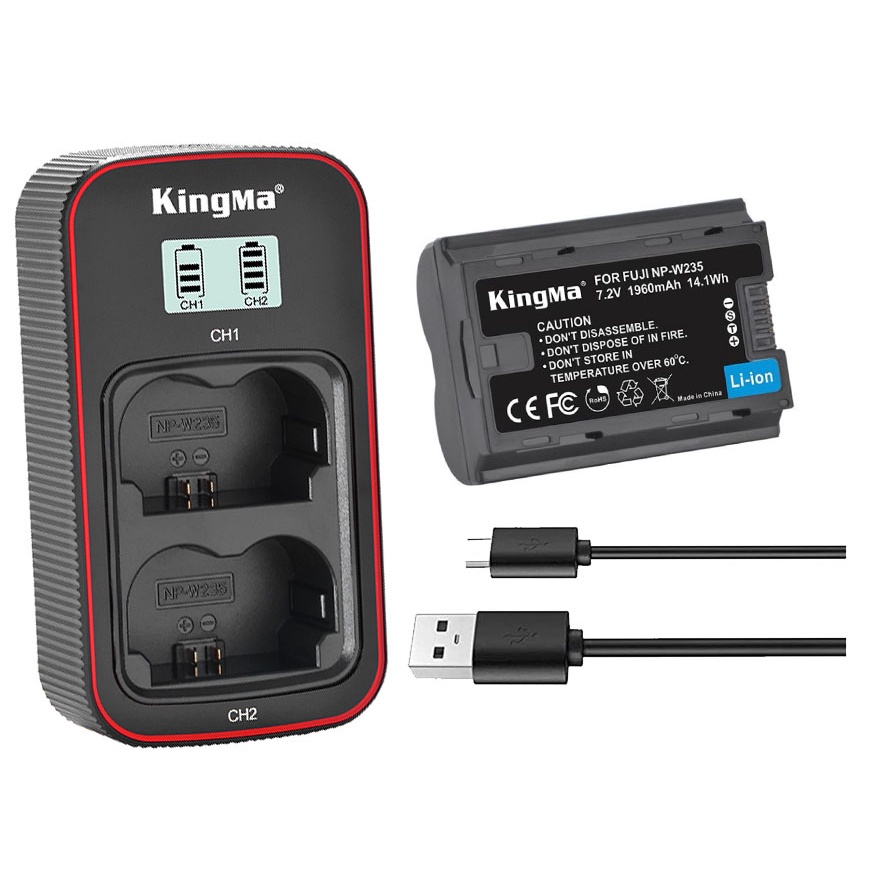 Pin sạc Ver 3 Kingma cho Fujifilm NP-W235 (Sạc nhanh - Cổng Type C)