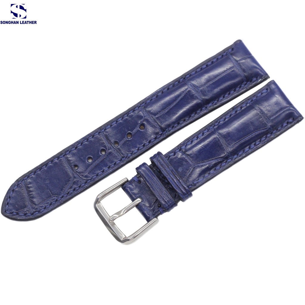 [MAY TAY]Dây da đồng hồ da cá sấu Handmade, dây da cá sấu cao cấp may tay tỉ mỉ