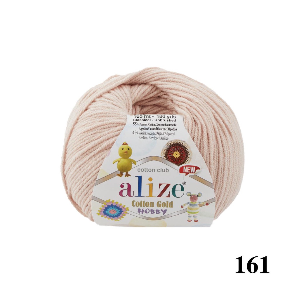 Cuộn len hè trơn đan móc thú Cotton Gold Hobby Baby New hãng Alize