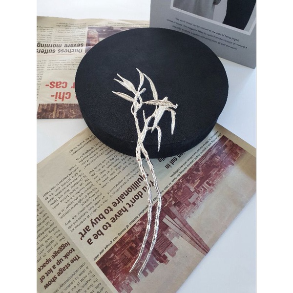 (1 cái)Trâm cài tóc cổ trang hoa tiết cành trúc kép, trâm đúc, Trâm cổ trang