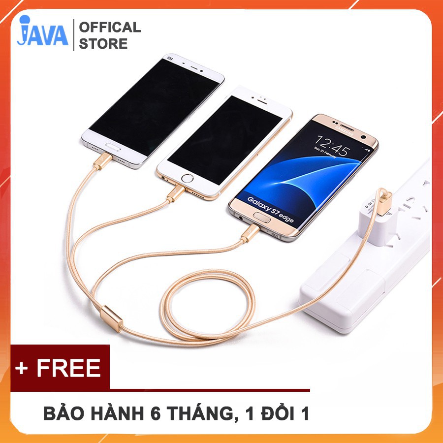 Dây cáp sạc đa năng 3 đầu bọc vải dù - Ip Lightning - Micro USB - Type C