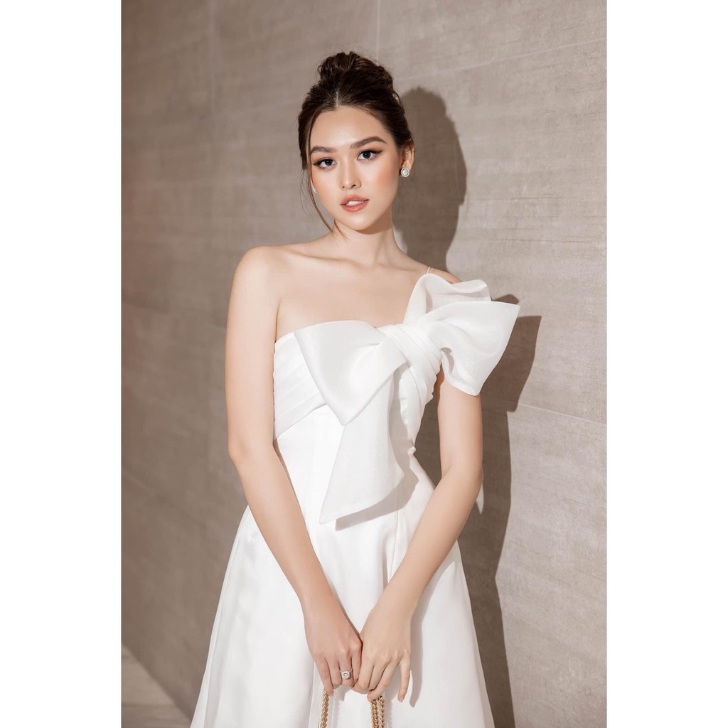 Đầm dự tiệc dáng xòe đính nơ sang trọng | BigBuy360 - bigbuy360.vn