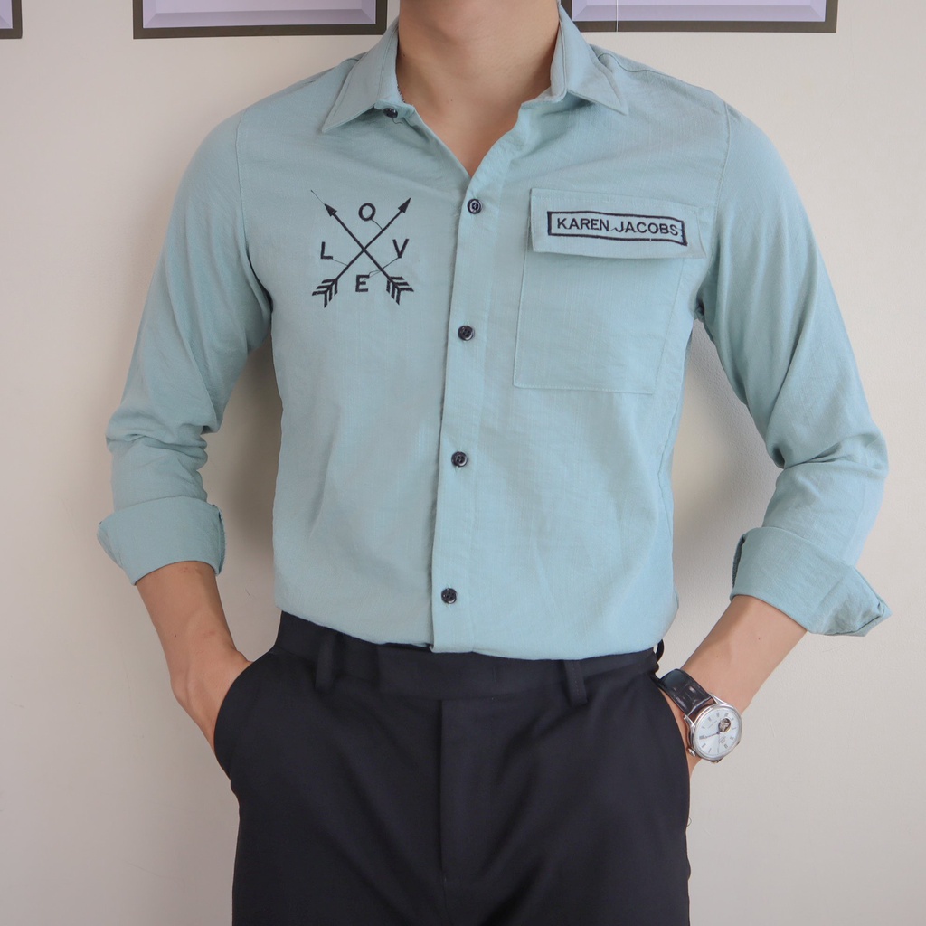 Áo sơ mi nam nữ unisex vải đũi kiểu dáng Hàn Quốc hợp thời trang nam tính dễ phối đồ | BigBuy360 - bigbuy360.vn