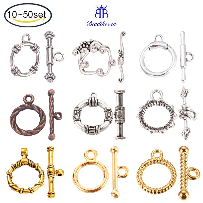 Set 10-50 Móc Khóa Bằng Bạc Tây Tạng Rộng 10mm Rộng 14mm Lỗ Dài 16mm