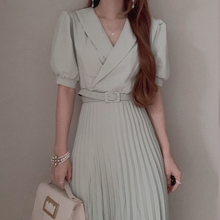 Đầm dập ly đắp chéo kèm belt 3 màu