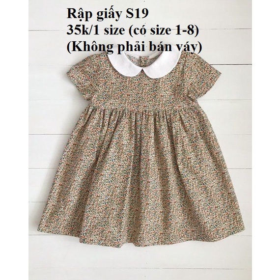 RẬP GIẤY VÁY BÉ S19 (KHÔNG PHẢI BÁN VÁY-đây là bản thiết kế bằng giấy)