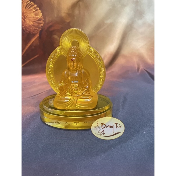 Tượng Phật Di Đà - Quan Âm - Chuẩn Đề ( tượng lưu ly ) hai mặt để xe hơi - ô tô