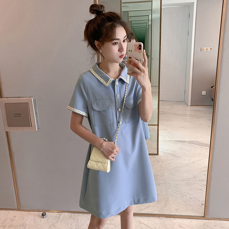 Đầm nữ IELGY tay ngắn nút cài ngọc trai có thiết kế túi nhỏ xinh xắn
