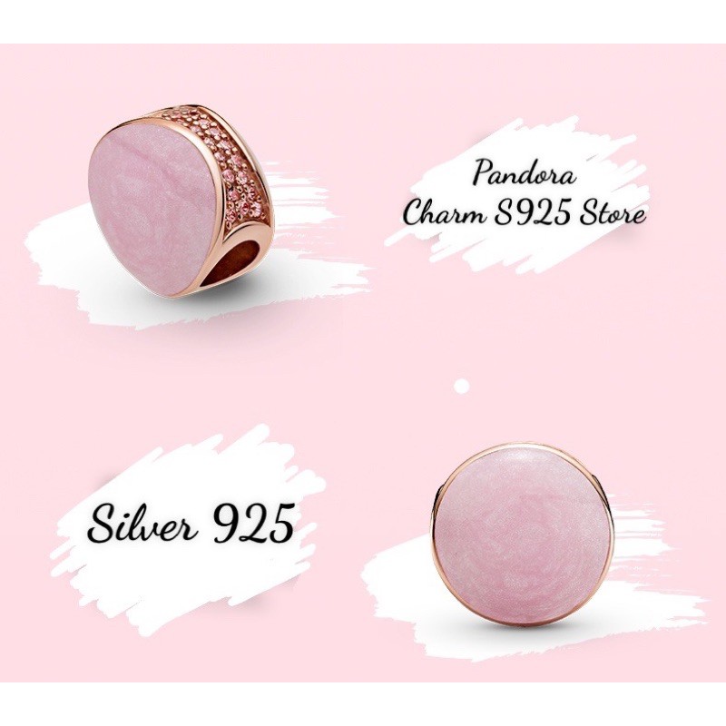 charm pan xỏ ngang đính đá hồng bạc s925 cao cấp