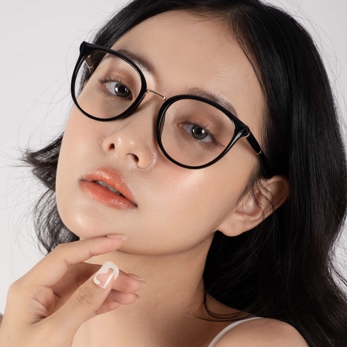 Kính Tròn Đuôi Mắt Mèo Thiết Kế Touchelelis FLORIA GLASSES, Siêu Trendy Có Thể Mang Mọi Lúc Mọi Nơi, Bảo Hành Gọng 1 Đổi