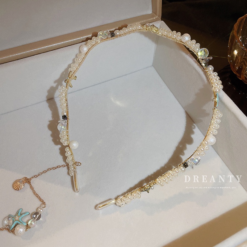 Cài Tóc Đính Hạt Ngọc Trai / Vỏ Sò / Sao Biển Kiểu Dáng Ngọt Ngào Xinh Xắn Cho Nữ