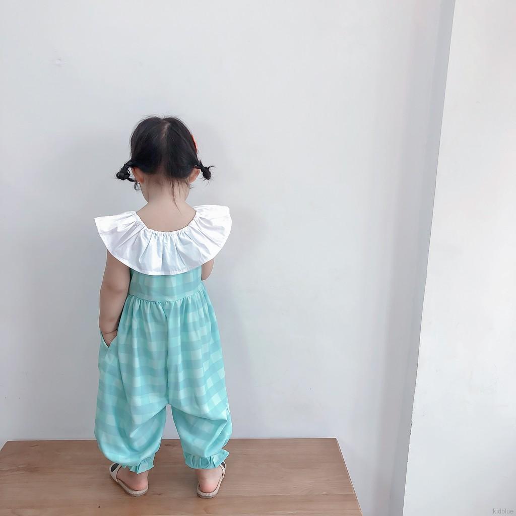 Áo liền quần cổ nhún bèo thời trang Hàn Quốc dành cho bé gái