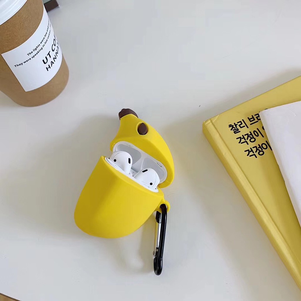 Vỏ bảo vệ hộp sạc tai nghe hình quả chuối đáng yêu thích hợp cho Airpods