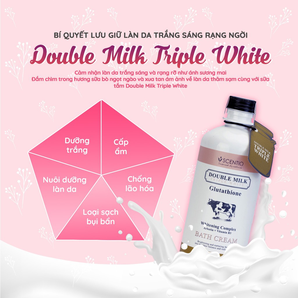 Sữa tắm trắng da Scentio Double Milk 350ml