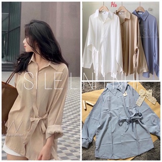✨ áo sơ mi lụa nữ dài tay dây buộc eo 3 màu