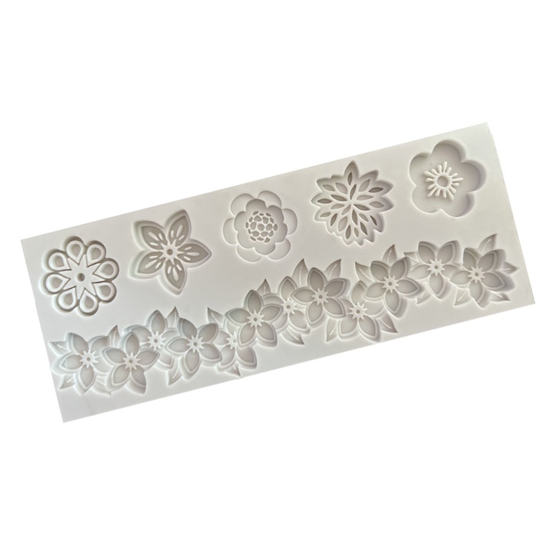 Khuôn Silicon Làm Kẹo Đường Trang Trí Bánh Kem Hình Hoa Dập Nổi