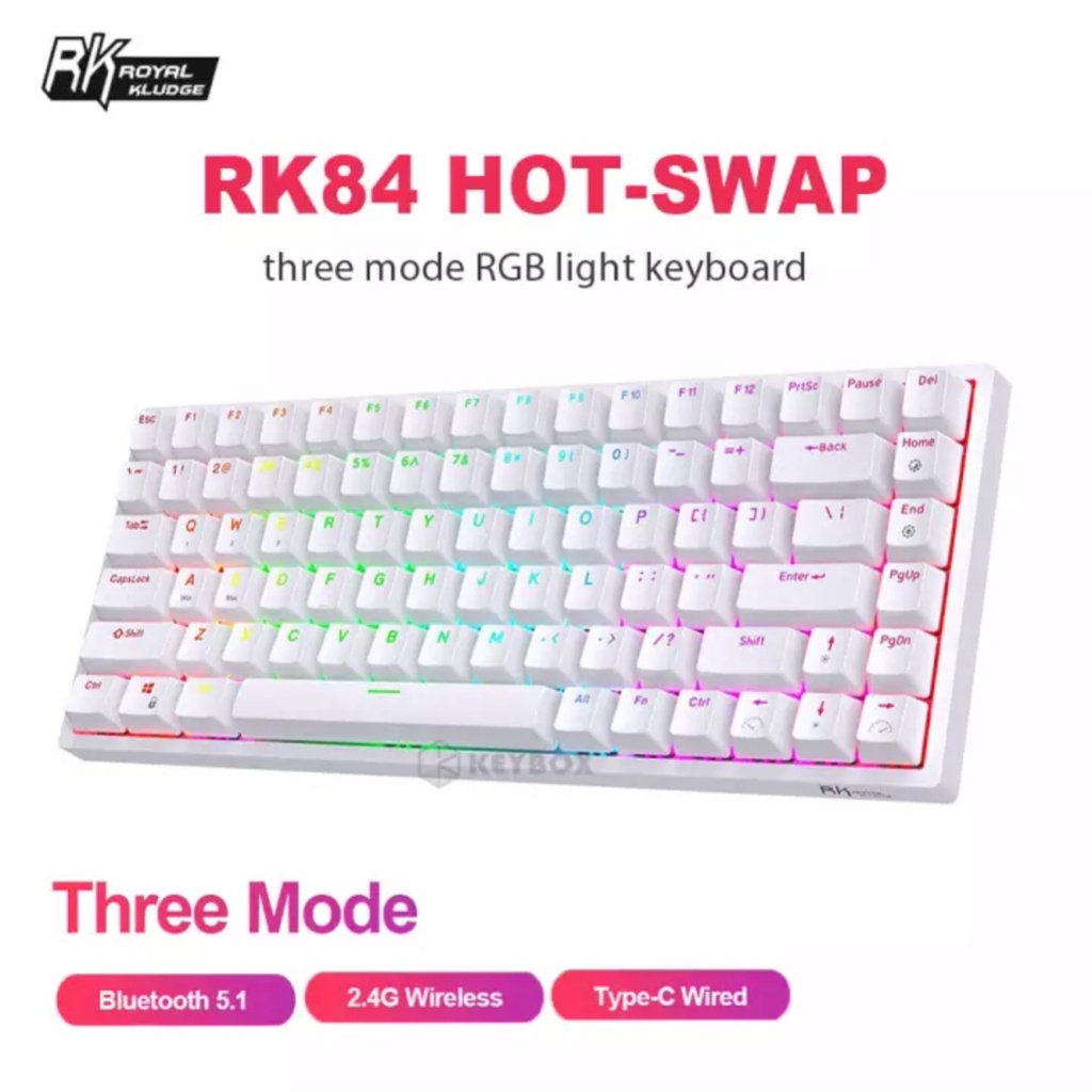 RK84 RGB HOTSWAP - Bàn phím cơ Royal Kludge RK84 Bluetooth 5.0 và Wireless 2.4G - CHÍNH HÃNG