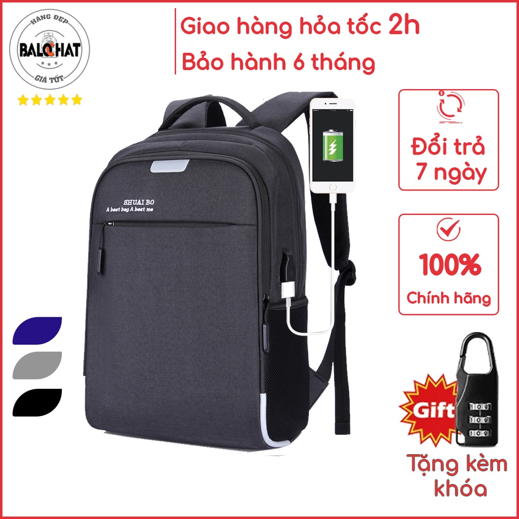 Balo thời trang nam SHUAI BO-616 chống nước đựng laptop 15.6inch rộng rãi phù hợp cho học sinh, sinh viên, người đi làm