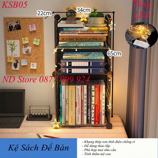 Kệ Đựng Sách Để Bàn Đa Năng Lắp Ghép Từ Tấm Lưới Thép Phủ Sơn Chống Gỉ 2 Màu Đen Trắng [ Tặng LED Có Sẵn Pin]