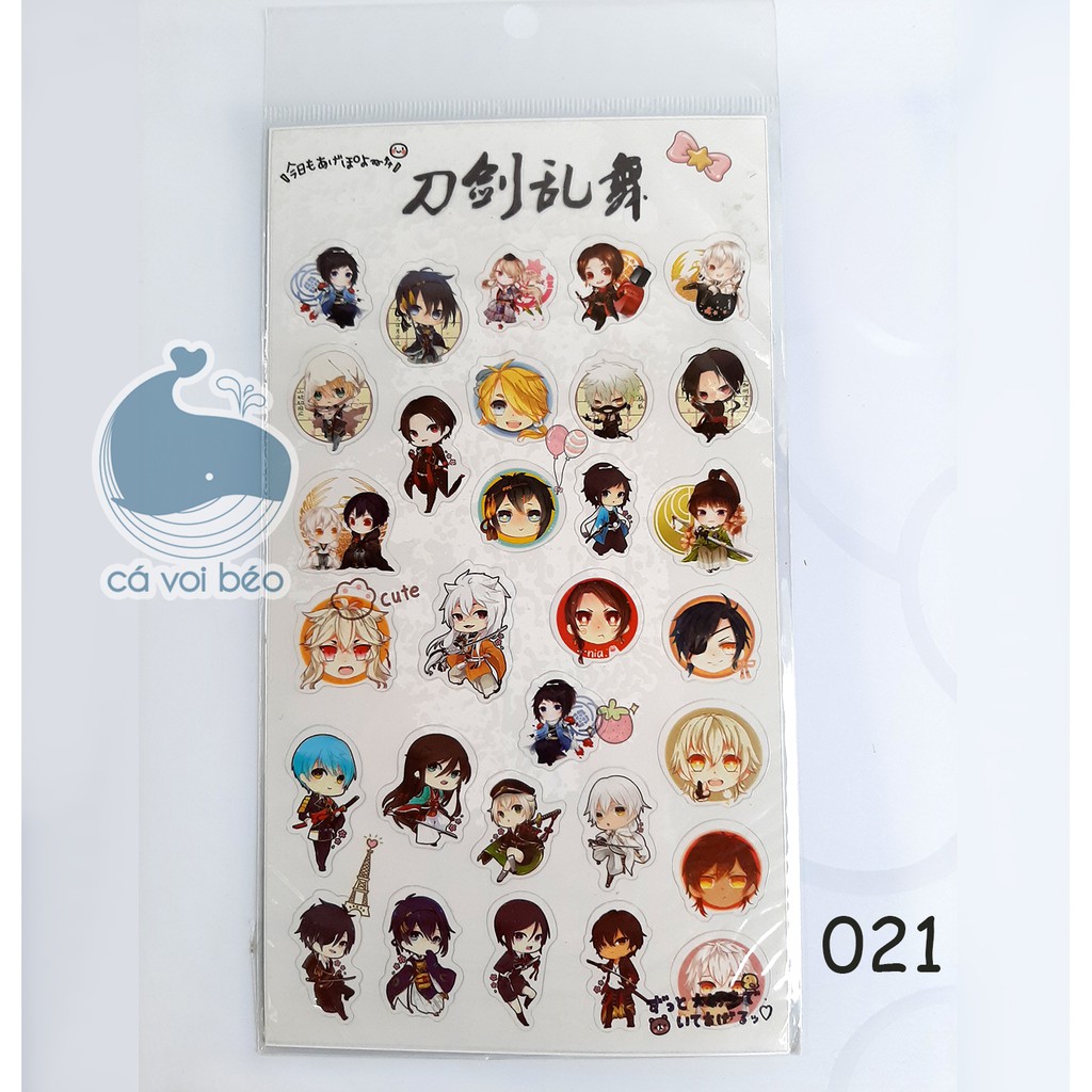 [SALE GIÁ XƯỞNG] Sticker Touken Ranbu Đao kiếm loạn vũ miếng dán trong suốt manga anime sticker manga anime