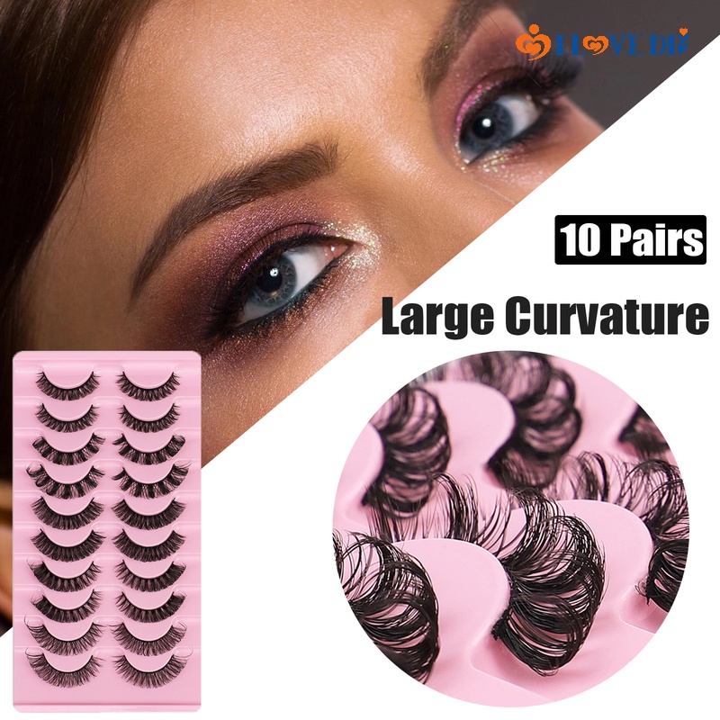 Set 10 Cặp Lông Mi Giả Lông Mềm Cong / Cong / Lông Mi 3D