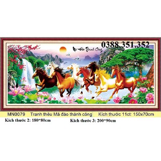 combo 1 tranh thêu ngựa 1 đính đá thành phẩm
