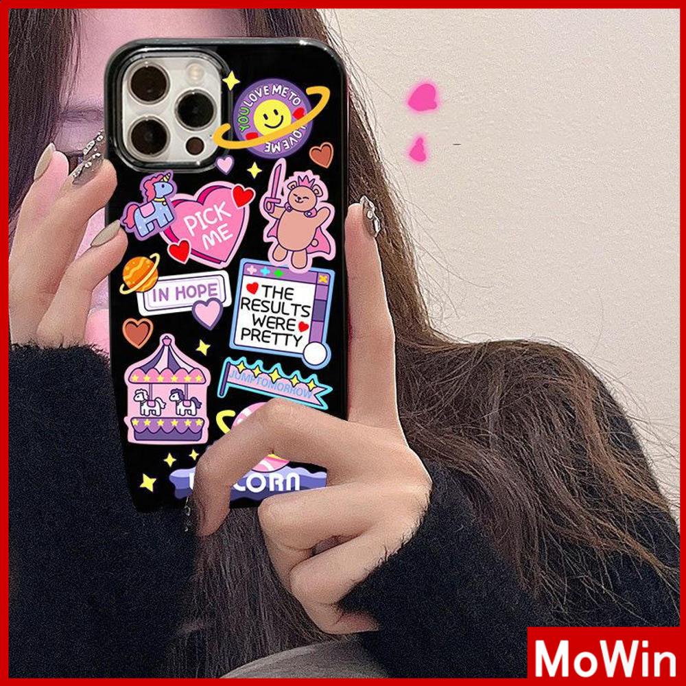 Ốp điện thoại silicon TPU mềm nền đen bóng hoạt hình thích hợp cho iPhone13 Pro Max 12 Pro Max 11 Pro Max 7+ x xr