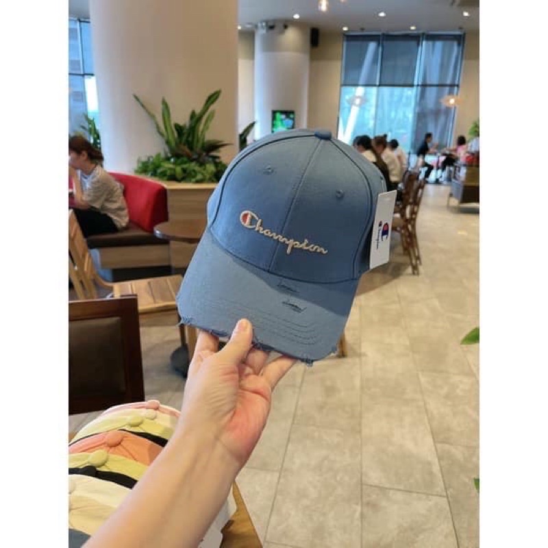 Mũ lưỡi trai rách ❤️ Nón thêu chữ CHAMPION phong cách Ulzzang form unisex nam nữ