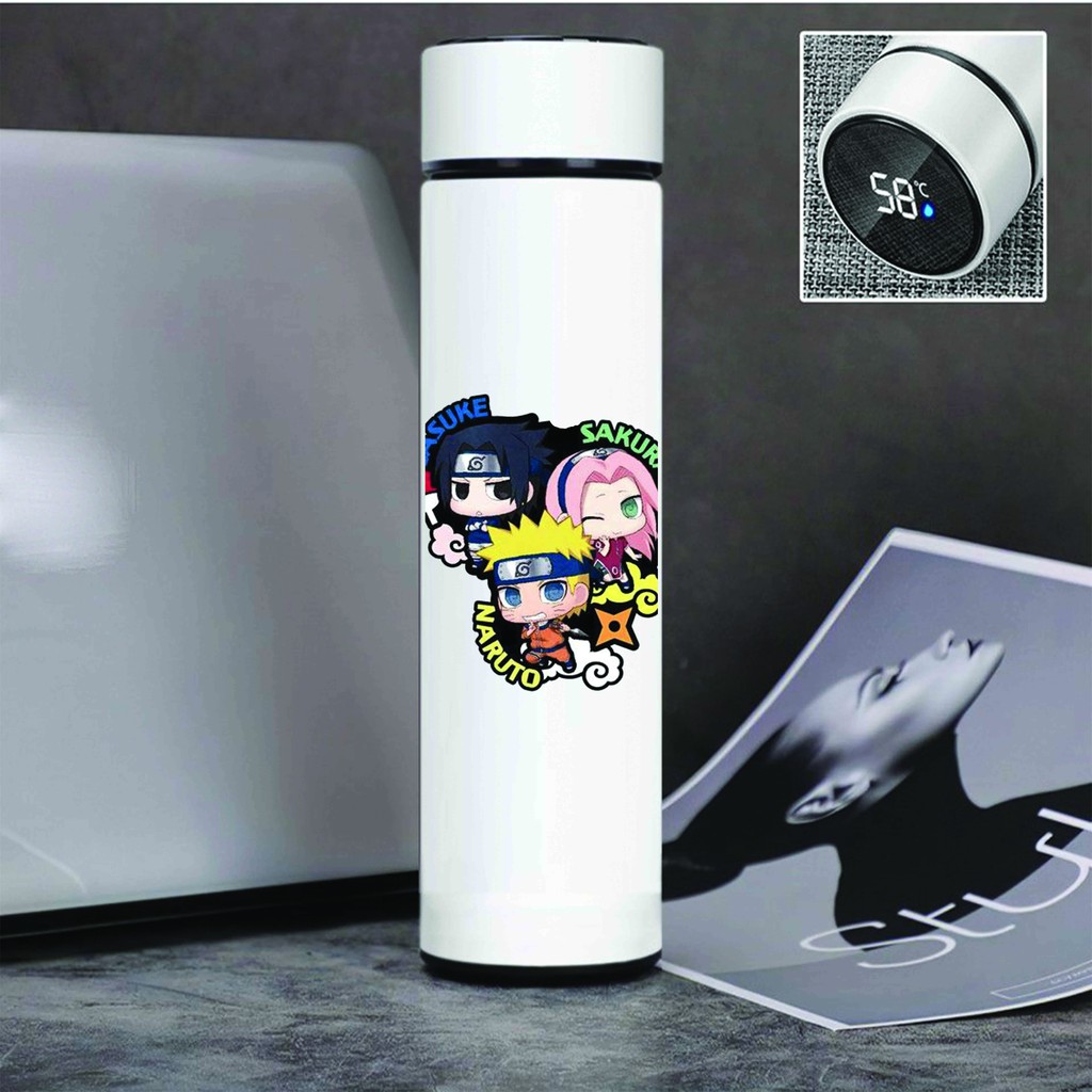 Bình giữ nhiệt đựng nước in hình NARUTO ĐẠI CHIẾN LÀNG LÁ tiện lợi xinh xắn anime chibi M2