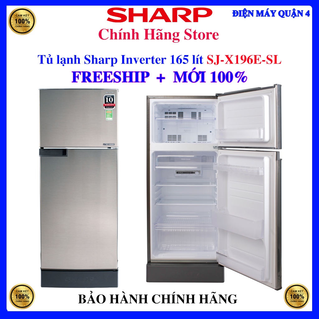 Tủ lạnh Sharp Inverter 165 lít SJ-X196E-SL