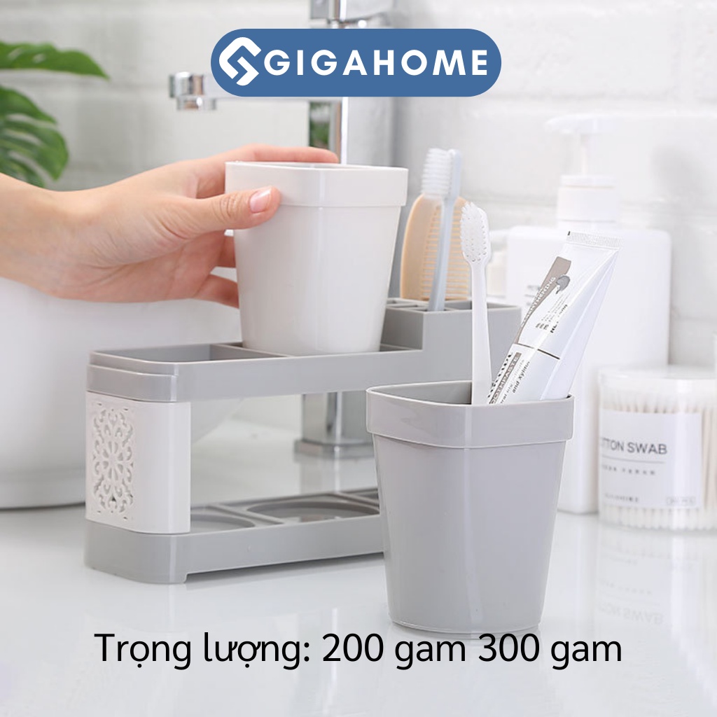 Khay Đựng Bàn Chải Đánh Răng Tặng Kèm 2 Cốc Súc Miệng GIGAHOME Tiện Lợi 9371